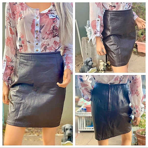 HUGO BUSCATI “MILANO” Brown Leather Pencil Mini Skirt - Picture 11 of 16